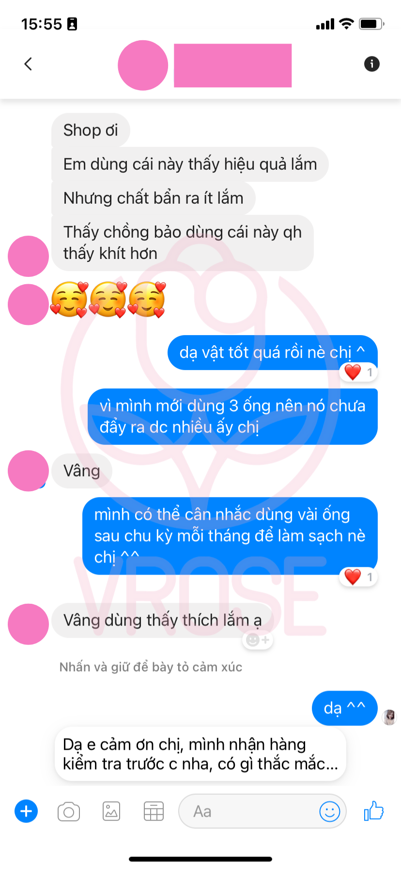 Feedback se khít khi sử dụng gel Vrose