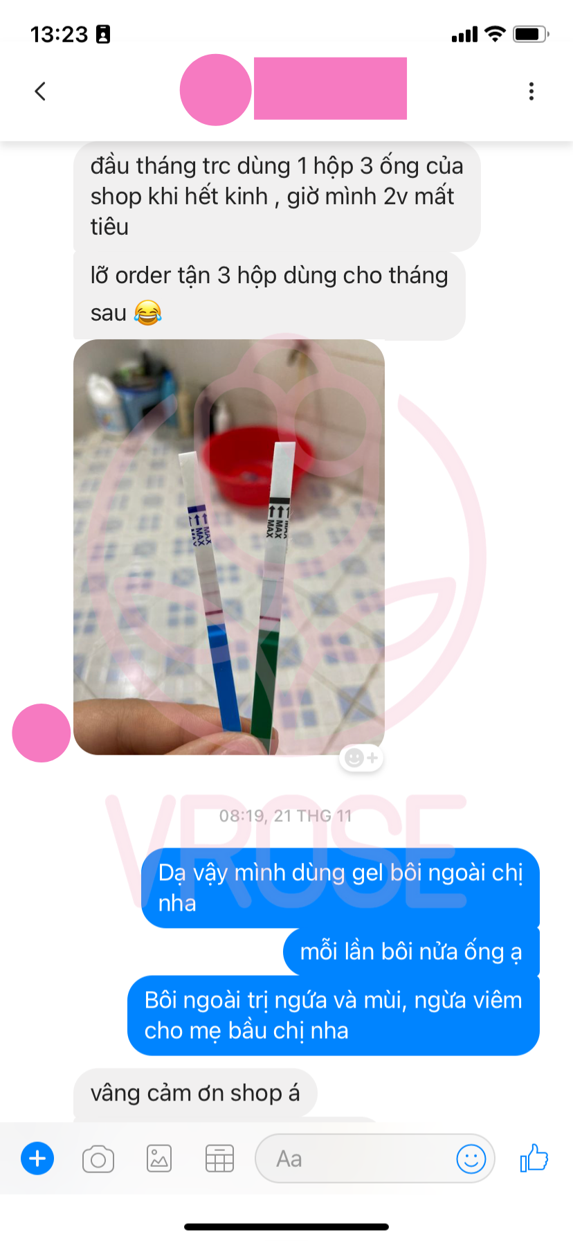 Feedback se khít khi sử dụng gel Vrose